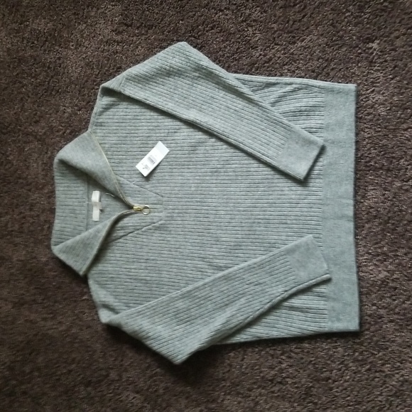 LOFT Sweaters - NEW Ann Taylor Loft Gray Ribbed Zip Front Sweater M